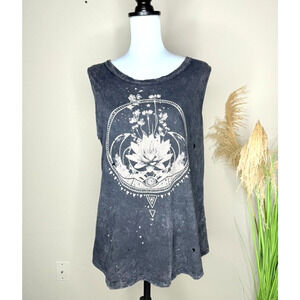 Black Moon Y2K Goth Punk Emo Sleeveless Distressed Holes Shirt Witchy Illuminati